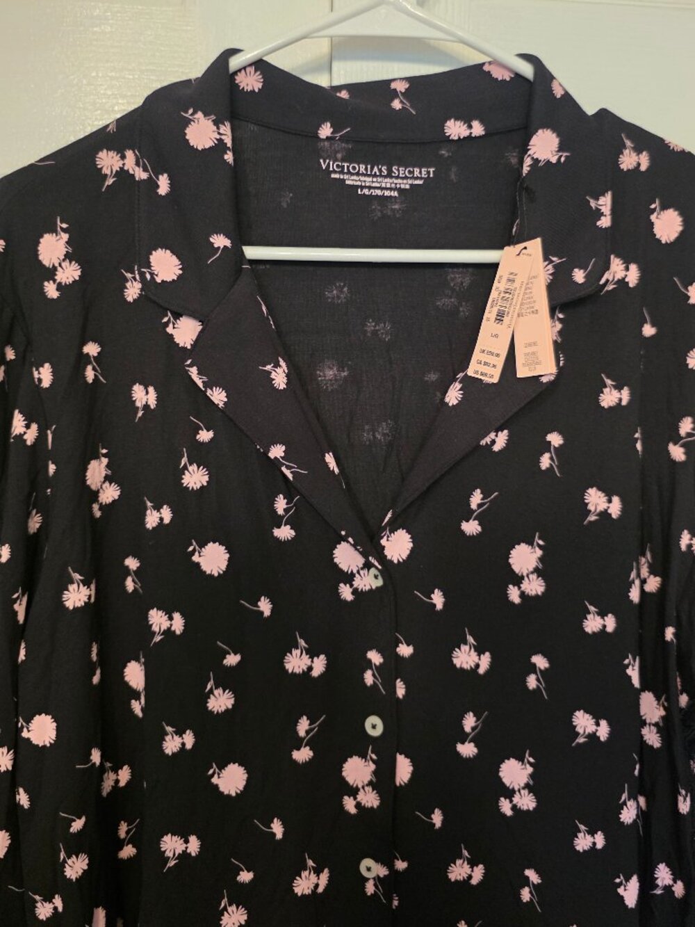 Victoria's Secret Floral Pajama Set with Lace Trim  Large